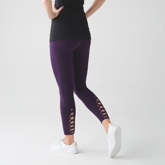 Lululemon Pure Practice Pant Deep Zinfandel Women's 6 Cutout Details 7/8 length - Picture 1 of 11